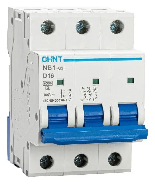 Выключатель автоматический модульный 3п D 16А 6кА NB1-63 (R) CHINT 179714
