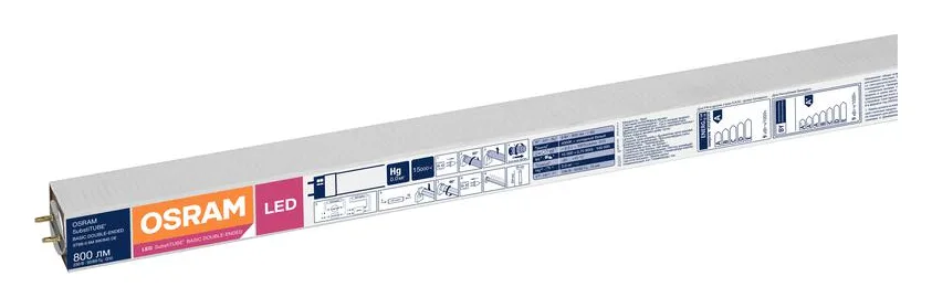 Лампа светодиодная SUBSTITUBE Basic T8 9W/840 9Вт T8 линейная 4000К нейтр. бел. G13 800лм 220-240В 600мм двухсторон. прям. вкл. (замена 18Вт) OSRAM 4058075377486