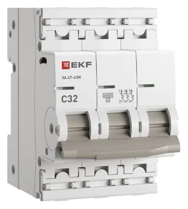 Выключатель автоматический 3п C 32А 6кА ВА 47-63N PROxima EKF M636332C