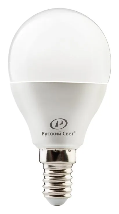 Лампа светодиодная RS LED G45 E14 8W 220-240V 8Вт шар матовая 2700К тепл. бел. E14 800лм 220-240В Ra90 Русский Свет 15010445052