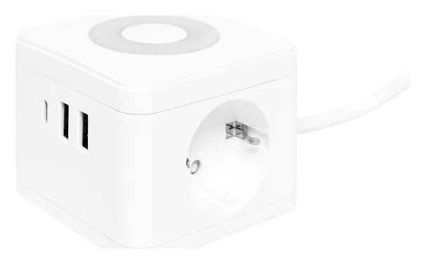 Удлинитель "Куб" 2х1.3м 2USB 2.4А+Type C + Ночник 1кв.мм EKF UBA-CUB-2-TC