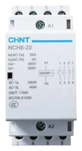 Контактор модульный NCH8-20/22 20А 2НЗ+2НО AC 220/230В 50Гц (R) CHINT 256087