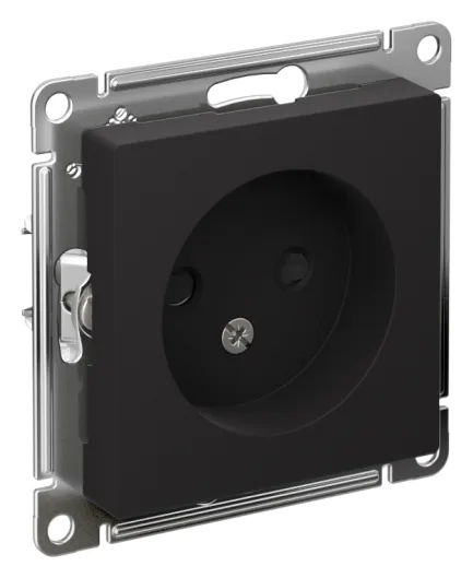 Розетка 1-м СП AtlasDesign 16А IP20 без заземл. защ. шторки механизм карбон SE ATN001049