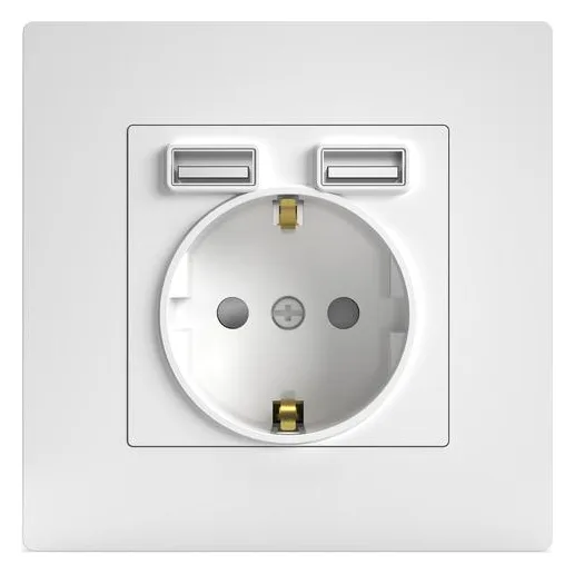 Розетка 1-м СП Pixel IP20 с заземл. с 2-мя заряд. устр. USB тип A+C механизм бел. TOKOV ELECTRIC TKE-PX-R1U2AC-C01