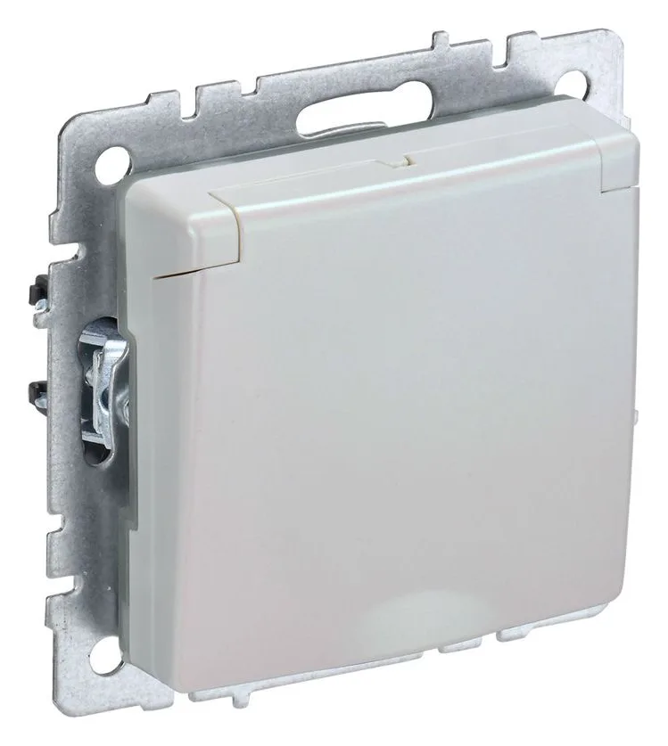 Розетка BRITE РСбш10-3-БрЖ 16А IP20 с заземл. защ. шторки с крышкой механизм жемчуж. IEK BR-R16-16-K36