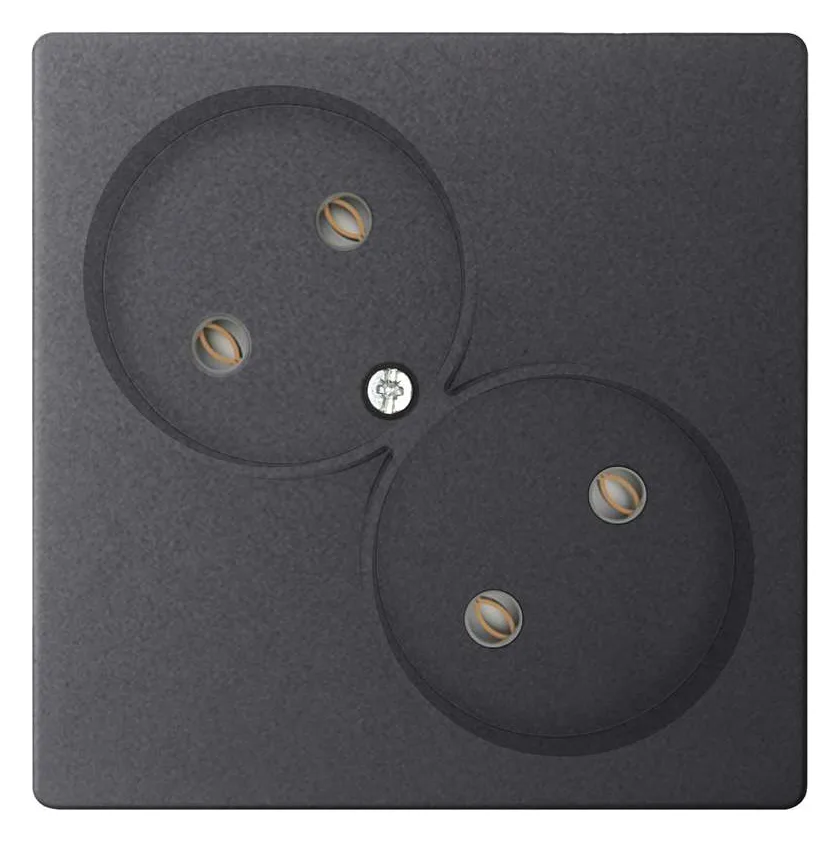Розетка 2-м СП Simon 24 16А IP20 2х2P без защ. шторок механизм графит Simon 2450457-038