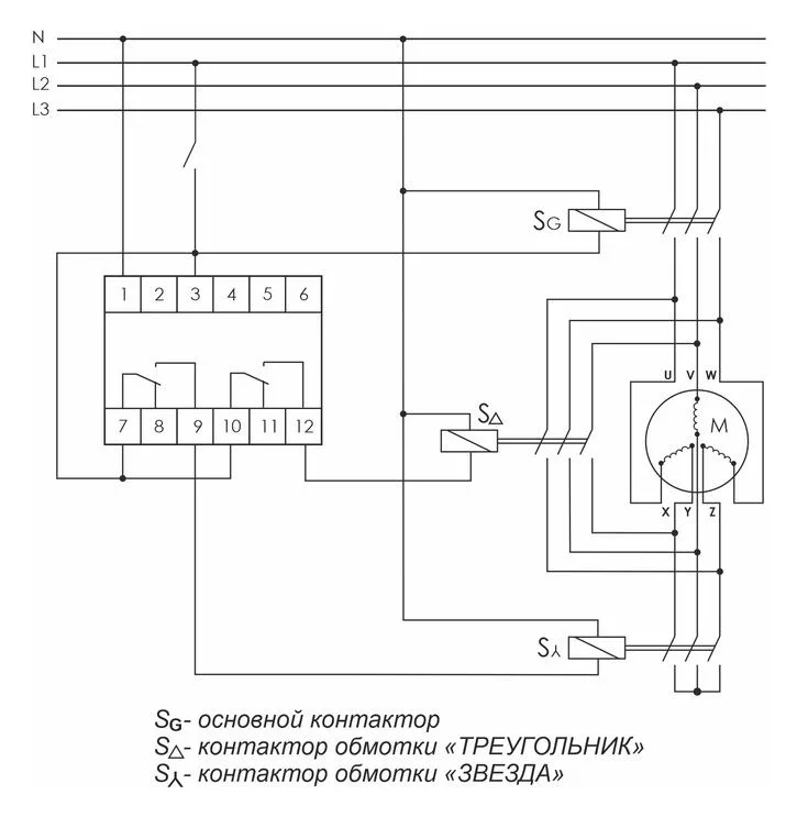 Реле времени PCG-417 2х8А 230В 2НО IP20 звезда-треугольник для пуска электродвиг. монтаж на DIN-рейке F&F EA02.001.020