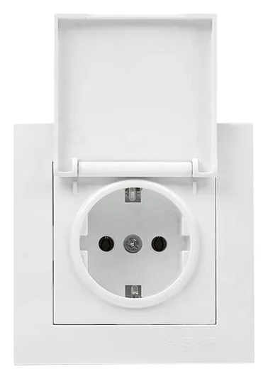 Розетка 1-м СП Валенсия 16А IP44 с заземл. защ. шторки с крышкой бел. PROxima EKF EWV10-124-10