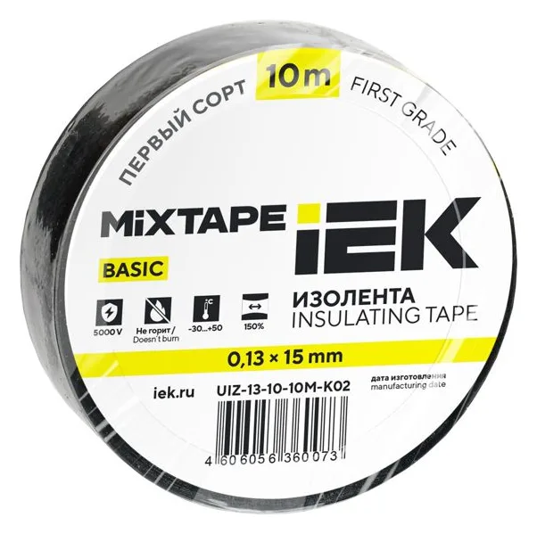 Изолента ПВХ 0.13х15мм (рул.10м) черн. IEK UIZ-13-10-10M-K02