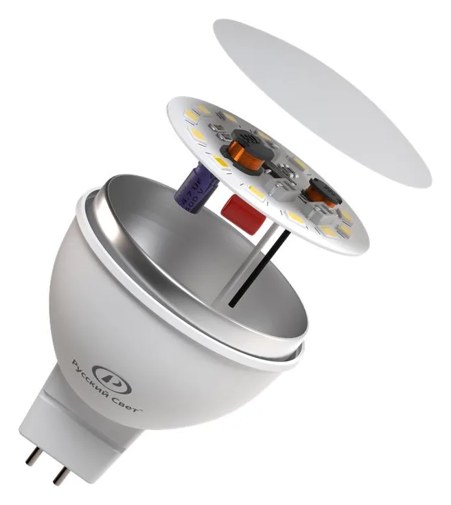 Лампа светодиодная RS LED GU5.3 7W 220-240V 7Вт рефлектор матовая 2700К тепл. бел. GU5.3 560лм 220-240В Ra90 Русский Свет 15011345072