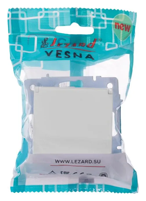 Розетка 1-м СП Vesna с заземл. с крышкой ПБТ механизм бел. LEZARD 742-0288-123B