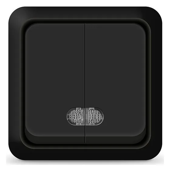 Выключатель 2-кл. ОП Олимп 10А IP20 с подсветкой черн. Universal 2214