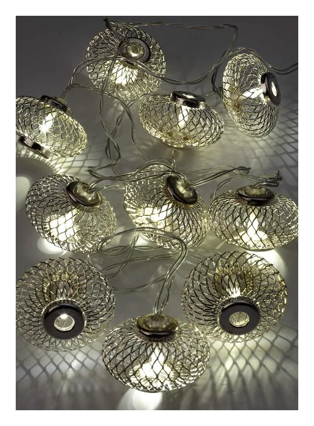 Гирлянда светодиодная "Фонарики" хром 5х3см 10LED тепл. бел. 1.8+0.3м КОСМОС KOC_GIR-B120