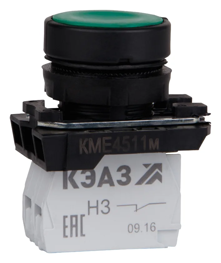Кнопка КМЕ 4511м 1но+1нз цилиндр IP54 зел. КЭАЗ 248247