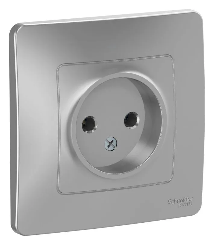 Розетка 1-м СП Blanca 16А IP20 250В без заземл. без защ. шторок алюм. SE BLNRS000013