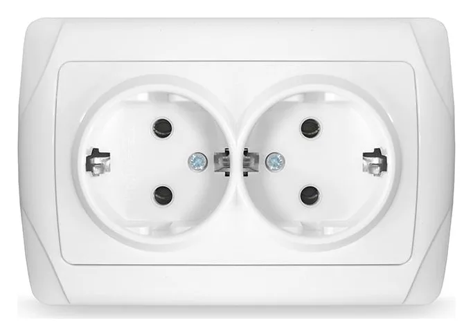 Розетка 2-м СП Маргарита 16А IP20 с заземл. бел. UNIVersal М0128