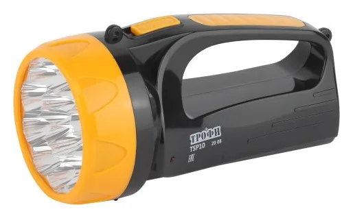 Фонарь-прожектор аккумуляторный TSP10 15LED 2 режима 4В 1.5А.ч ЗУ 220В (картон. упак.) Трофи Б0016537
