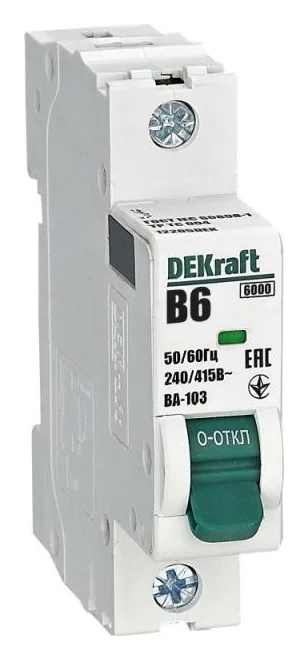 Выключатель автоматический модульный 1п B 6А 6кА ВА-103 DEKraft 12205DEK