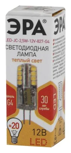 Лампа светодиодная LED-JC-2.5W-12V-827-G4 200лм ЭРА Б0033191