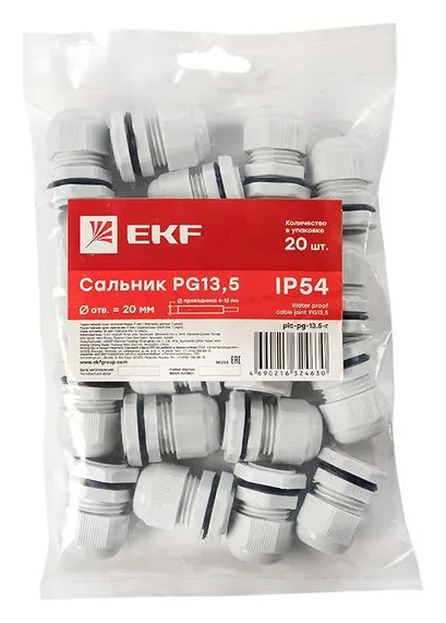 Сальник PG13.5 d6-12мм (d отверст. 21мм) IP54 PROxima EKF plc-pg-13.5-r
