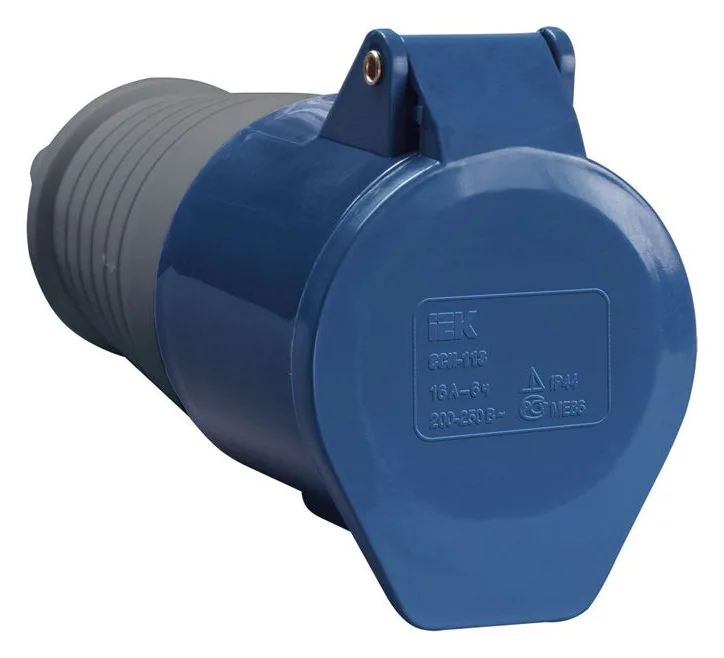 Розетка кабельная 16А 220В 2P+PЕ ССИ-213 IP44 IEK PSR21-016-3