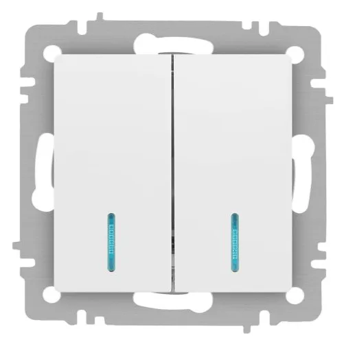 Выключатель 2-кл. СП Accent 6-105-01 10А IP20 250В с подсветкой AL/CU бел. Intro Б0063505