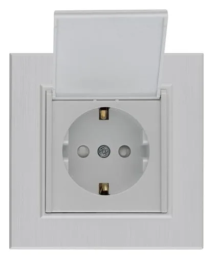 Розетка 1-м с крышкой Karea LINE STAR с заземл. жемчуж. Makel 86100029