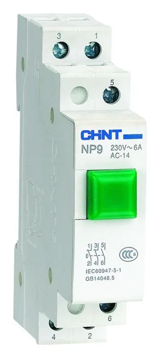 Кнопка модульная NP9-22/1 без подсветки 2НО+2НЗ зел. (R) CHINT 584074