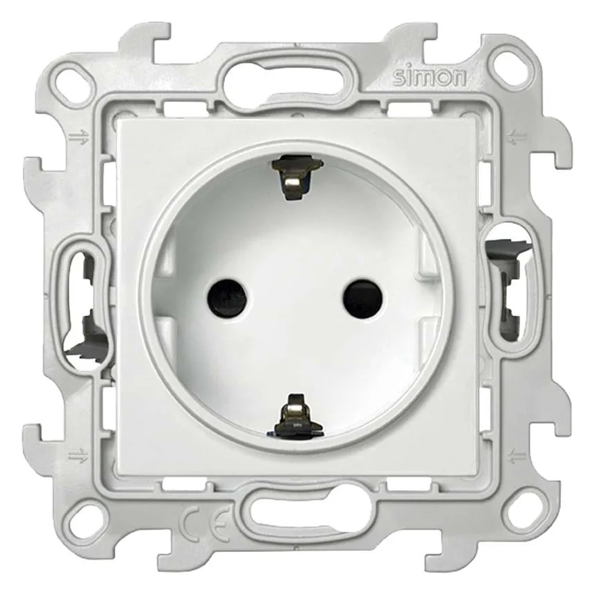 Розетка 1-м СП Simon 24 16А IP20 2P+E Push&Go защ. шторки механизм бел. Simon 2420432-030