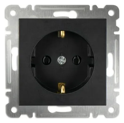 Розетка 1-м с заземл. СП 16А IP20 250В механизм Karea черн. Makel 57054028
