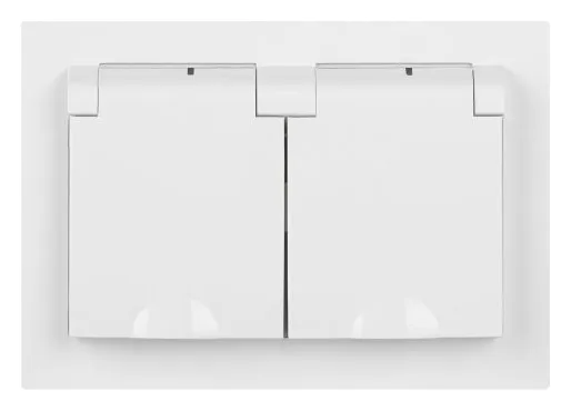 Розетка 2-м СП Accent 6-210-01 16А IP44 250В 2P+E Schuko с крышками защ. шторки AL/CU бел. Intro Б0063577