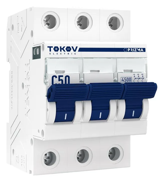 Выключатель автоматический модульный 3п C 50А 4.5кА PRIZMA TOKOV ELECTRIC TKE-PZ45-MCBI-3-50-C