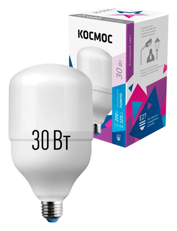 Лампа светодиодная высокомощная 30Вт 6500К E27 Космос LksmHWLED30WE2765