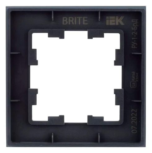 Рамка 1-м BRITE РУ-1-2-БрД стекло дым. IEK BR-M12-G-K30