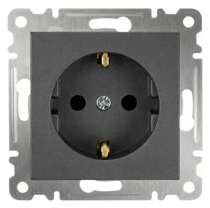 Розетка 1-м СП Karea 16А IP20 с заземл. механизм дым. металлик Makel 57050028