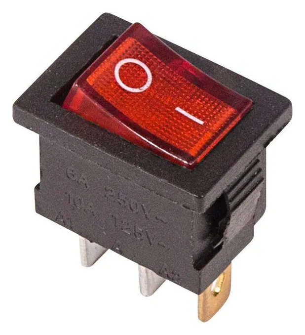 Выключатель клавишный 250В 6А (3с) ON-OFF красн. с подсветкой Mini (RWB-206; SC-768) Rexant 36-2150