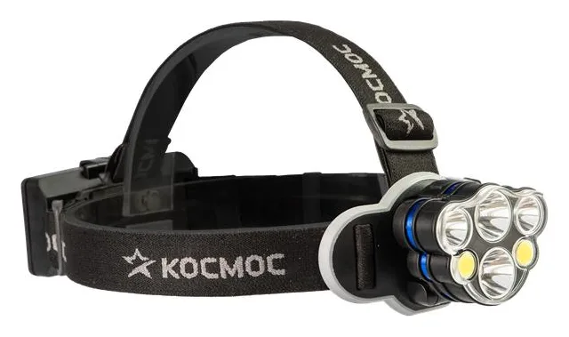 Фонарь налобный 2х4Вт T6 2х2Вт XPE 2x2Вт COB /Li-ion 2х1200мА.ч ABS пластик КОСМОС KOC852Lit