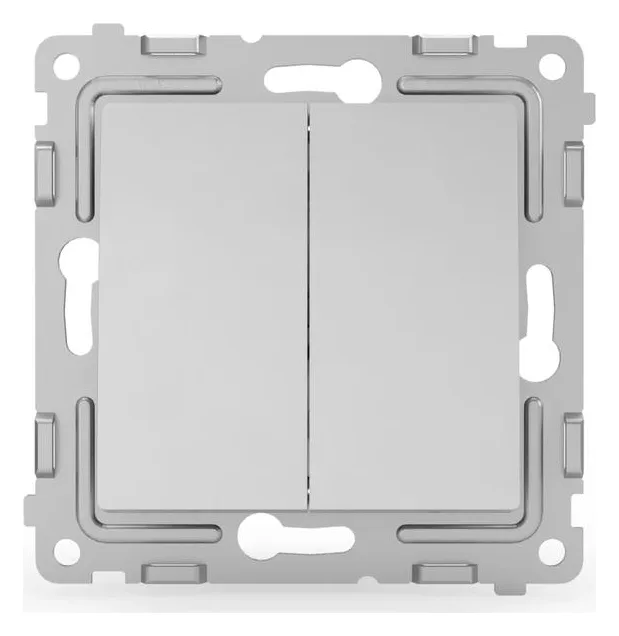 Переключатель проходной 2-кл. СП Pixel 10А IP20 механизм алюм. TOKOV ELECTRIC TKE-PX-P2-C03
