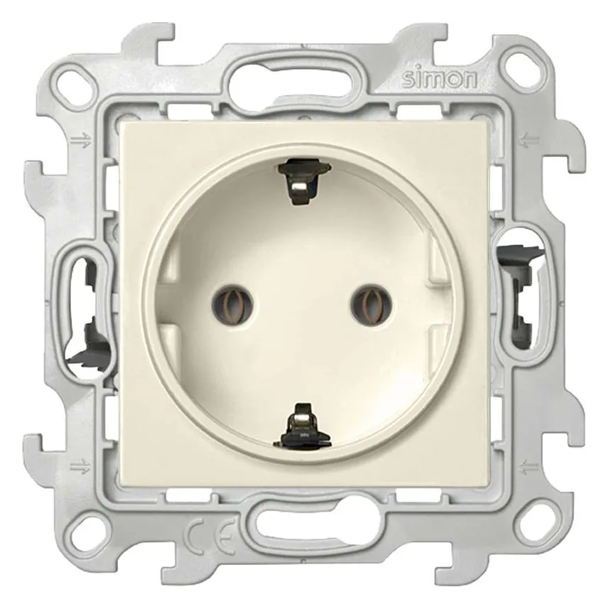 Розетка 1-м СП Simon 24 16А IP20 2P+E Push&Go без защ. шторок механизм сл. кость Simon 2420434-031