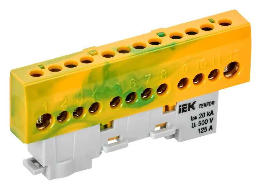 Шина PE "земля" изол. на универс. держ. 8х12-12-ЖЗ TEKFOR IEK TF-NN20-12-KL-K52