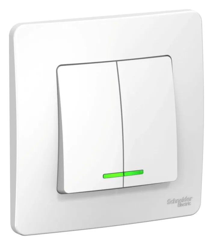 Выключатель 2-кл. СП Blanca 10А IP20 (сх. 5) 250В с подсветкой бел. SE BLNVS010511