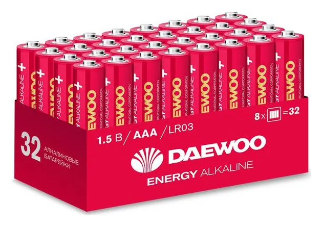 Элемент питания алкалиновый AAA/LR03 1.5В Energy Alkaline 2021 Pack-32 (уп.32шт) DAEWOO 5030084