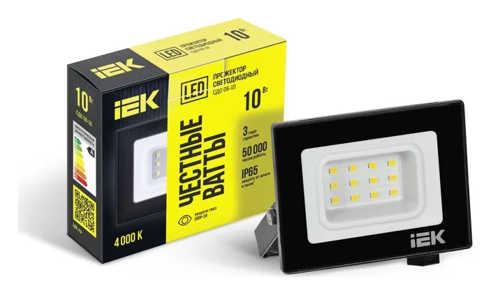 Прожектор светодиодный СДО 06-10 4000К IP65 черн. IEK LPDO601-10-40-K02