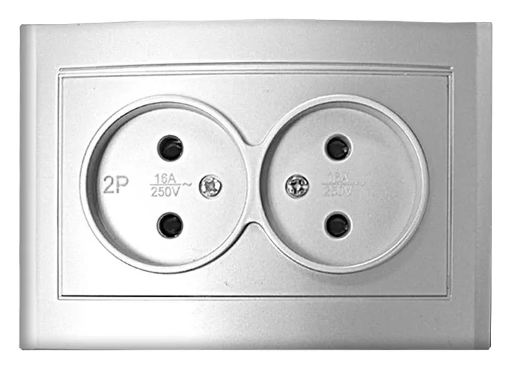 Розетка 2-м СП Бриллиант 16А IP20 без заземл. серебр. UNIVersal 7949766