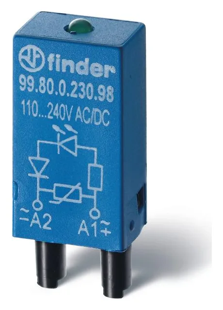 Модуль индикации и защиты LED + диод ( + A1) 6...24В DC зел. FINDER 9980902499