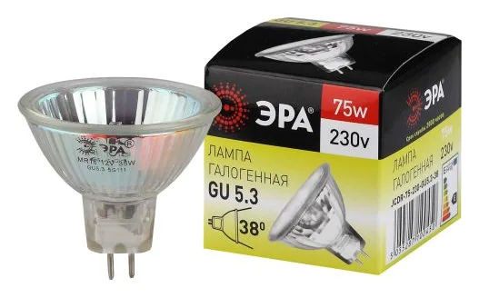 Лампа галогенная GU5.3-JCDR (MR16) -75W-230V-Cl ЭРА C0027366