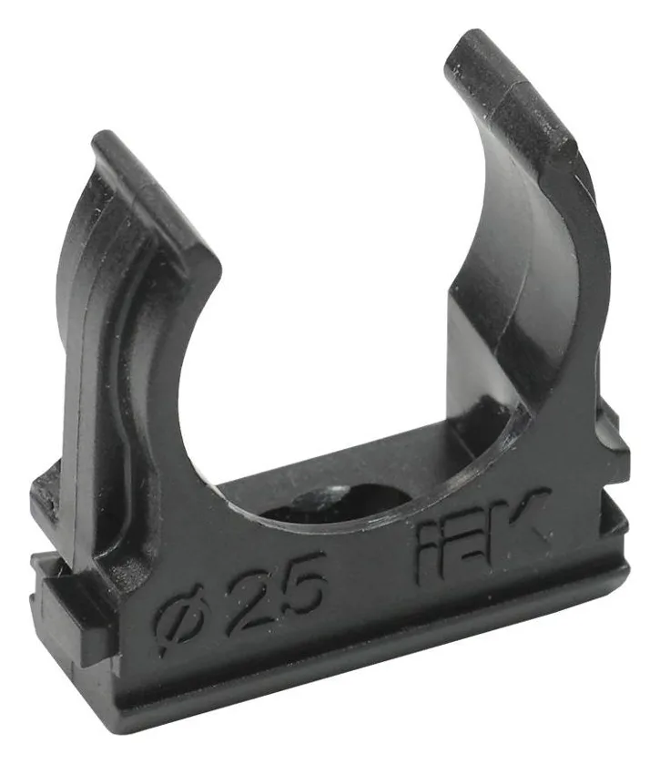 Держатель для труб (клипса) CF25 с защелкой черн. ELASTA IEK CTA10D-CF25-K02-100