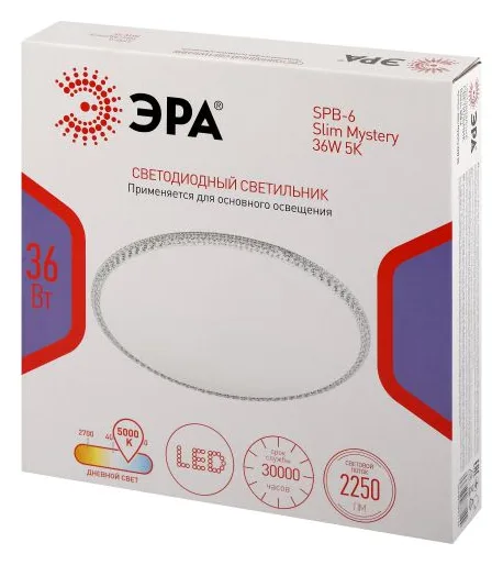 Светильник светодиодный Классик SPB-6 WH Slim Mystery 36W-5К 36Вт 5000К без ДУ Эра Б0069767