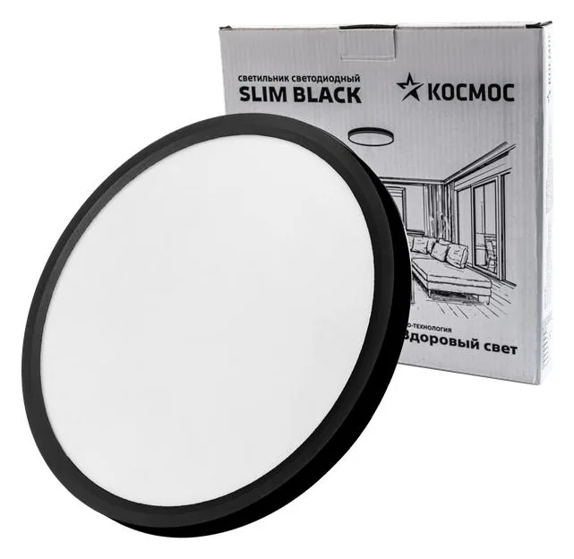 Светильник светодиодный SLIM BLACK 28Вт 4500К IP40 2398лм 230В 300х25мм КОСМОС KSlim28w_B4500K