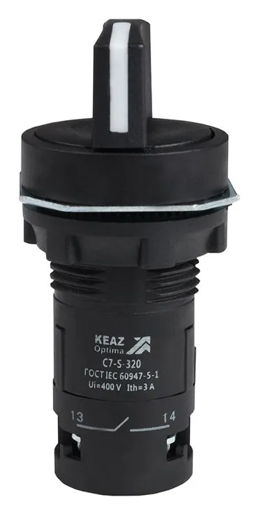 Переключатель 3 положения OptiSignal Compact D22 С7-S-320 черн. 2НО XB7ND33 КЭАЗ 362138